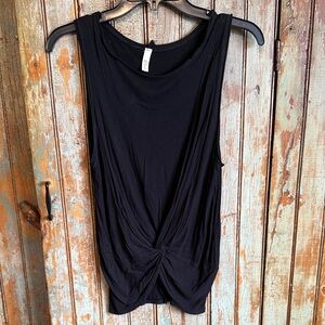 Elan Black Twist Front Tank Top
